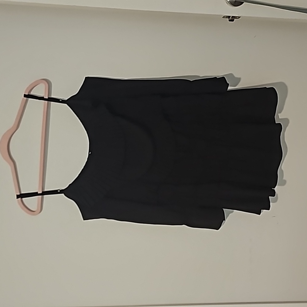 FOXIEDOX by Anthropologie Plisse Tiered Black Cold Shoulder Mini Dress - Picture 2 of 6